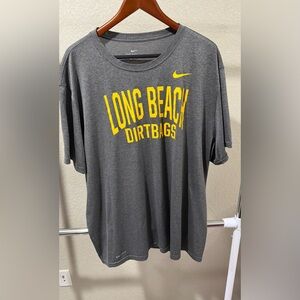 Nike Gray Short Sleeve T-Shirt with Yellow Long Beach Dirtbags Graphic